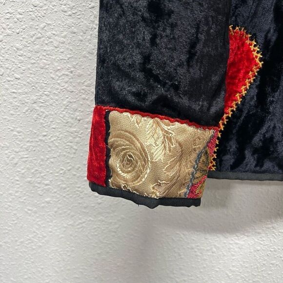 Allure Vintage Velvet Patchwork Tapestry Artsy Button Up Jacket Wommen’s Size L - Picture 4 of 13